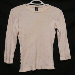 GAP | medium | Light Pink | Ribbed Long Sleeve Crew Neck Shirt